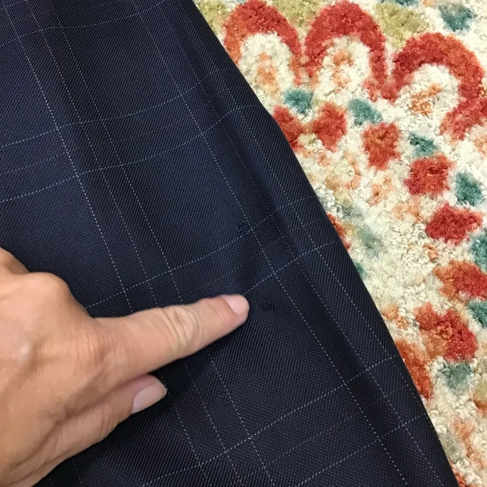 Tommy  Hilfiger Men's 46R Blazer Sport Coat Blue Check Silk & Wool vtg -holes